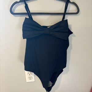 Black body suit with bow detail
